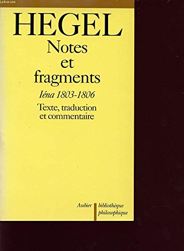 Notes et fragments: Iéna 1803-1806