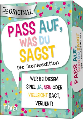 Pass auf, was du sagst – Die Teenieedition: Wer bei diesem Spiel »Ja«, »Nein« oder »Vielleicht« sagt, verliert! | Geschenk zum Geburtstag. Ab 12 Jahren von Riva