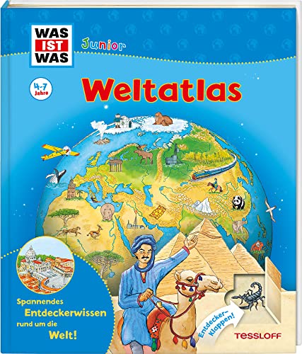 WAS IST WAS Junior Weltatlas für Kinder / Deutschland, Europa und die Welt entdecken / Mit lustigen Klappen / Für Kinder ab 4 Jahren: Welche Kontinente gibt es? Wo liegt Afrika? Wo liegt der höchste Berg der Welt?