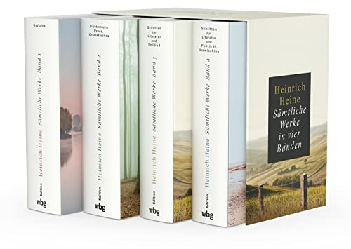 Heinrich Heine. Sämtliche Werke in vier Bänden. Leseausgabe im Schmuckschuber, hochwertig ausgestattet. Gesamtausgabe mit ausführlichen Kommentaren ... 4 Bände im Schmuckschuber