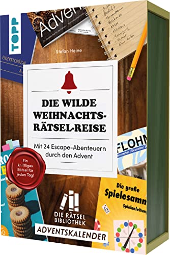 Die Rätselbibliothek. Adventskalender – Die wilde Weihnachts-Rätsel-Reise. Mit 24 Escape-Abenteuern durch den Advent: Der Schuber mit 24 Heften, für Rätselspaß im Advent von Frech