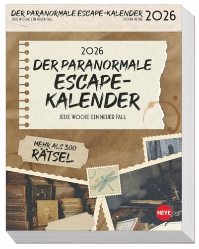 Stefan Heine Der paranormale Escape-Kalender 2026: Woche für Woche kniffliger Exit-Spaß zu einer mysteriösen Geschichte. Spannende Knobel-Aufgaben in ... für Erwachsene (Tagesabreißkalender Heye) von Heye