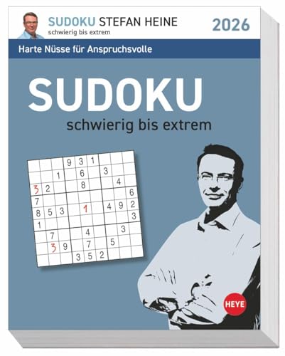Stefan Heine Sudoku schwierig Tagesabreißkalender 2026: Knifflige Zahlenrätsel für Geübte mit Lösung. Tischkalender mit Denksport für jeden Tag. ... mit Anspruch (Tagesabreißkalender Heye) von Heye