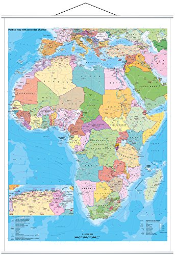 Afrika politisch mit Postleitbereiche: Wandkarte mit Metallbeleistung NEUE AUFLAGE