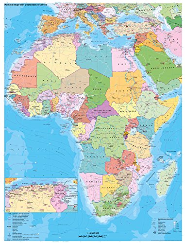 Afrika politisch mit Postleitbereichen: Wandkarte / Poster NEUE AUFLAGE