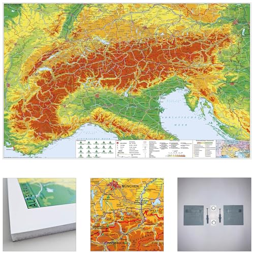 Alpenraum mit Weitwander- und Radfernwegen zum Pinnen auf EasyPrint - Platte mit Wandhalterung, 120x80cm: Wandkarte Alpenraum mit Weitwander- und Radfernwegen zum Pinnen auf EasyPrint - Platte mit Wandhalterung, 120x80cm: Wandkarte von Stiefel