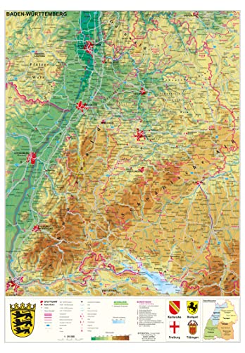 Baden-Württemberg physisch Papierposter NEUE AUFLAGE