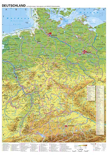 Deutschland Radfernwege mit UNESCO Welterbestätten und Nationalparks Papierposter NEUE AUFLAGE Deutschland Radfernwege mit UNESCO Welterbestätten und Nationalparks Papierposter NEUE AUFLAGE