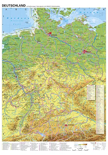 Deutschland Radfernwege mit UNESCO Welterbestätten und Nationalparks Papierposter NEUE AUFLAGE Deutschland Radfernwege mit UNESCO Welterbestätten und Nationalparks Papierposter NEUE AUFLAGE