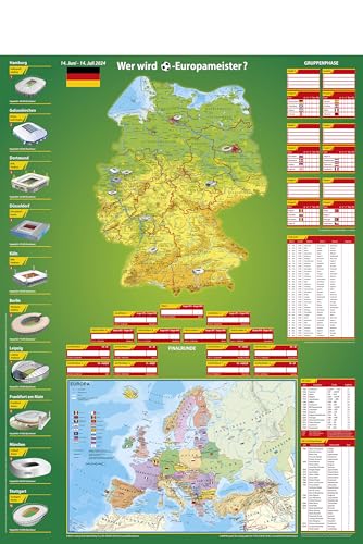 Fußballposter 2024 - Wer wird Europameister? - AKTUELLE AUFLAGE: Wandkarte / Poster von Stiefel Eurocart GmbH