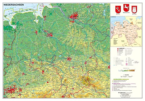 Niedersachsen physisch Papierposter NEUE AUFLAGE
