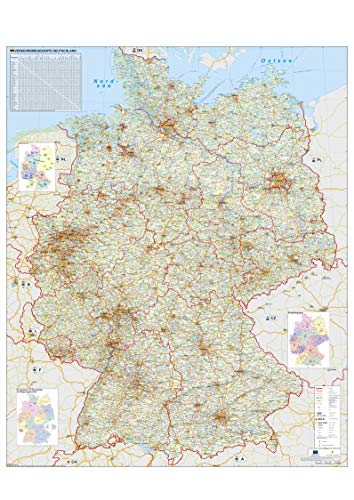 Verkehrswegekarte Deutschland Wandkarte / Poster NEUE AUFLAGE