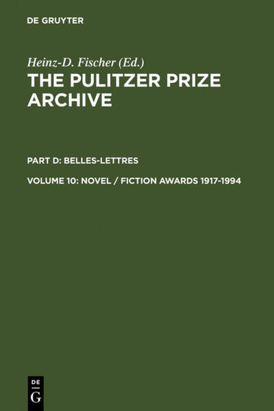 Novel / Fiction Awards 1917-1994 von De Gruyter Saur