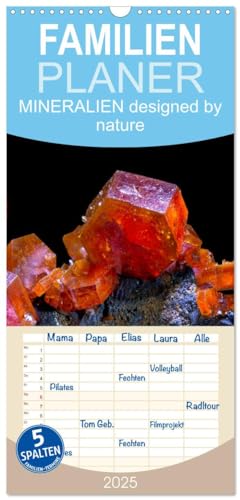 Familienplaner 2025 - MINERALIEN designed by nature mit 5 Spalten (Wandkalender, 21 cm x 45 cm), CALVENDO