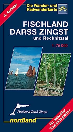 Nordland Karten, Fischland, Darss, Zingst und Recknitztal: Wander- und Freizeitkarte. Rückseite mit Reiseführer (Deutsche Ostseeküste) von Nordland Verlag