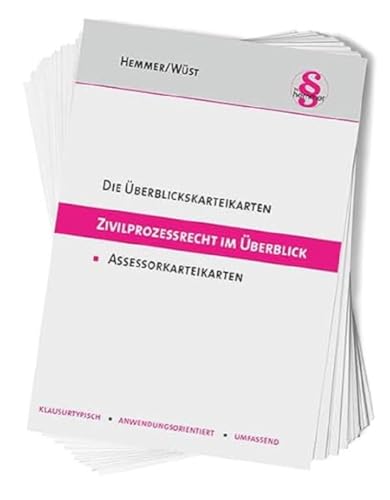 42300 - Assessor Übersichtskarteikarten - Zivilprozessrecht: Klausurtypisch - Anwendungsorientiert - Umfassend (Karteikarten - Zivilrecht) von hemmer/wüst Verlagsgesellschaft mbH