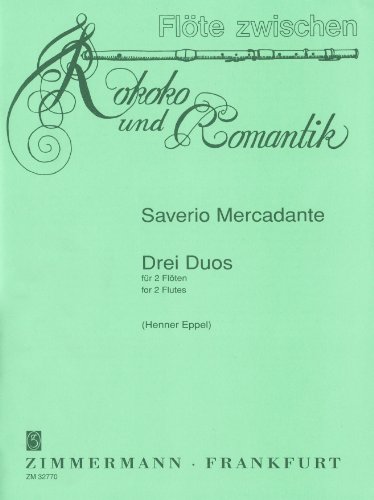 3 Duos F-Dur, e-Moll, C-Dur: 2 Flöten. Partitur und Stimmen. (Flöte zwischen Rokoko und Romantik) von Zimmermann
