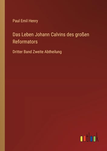 Das Leben Johann Calvins des großen Reformators: Dritter Band Zweite Abtheilung von Outlook Verlag