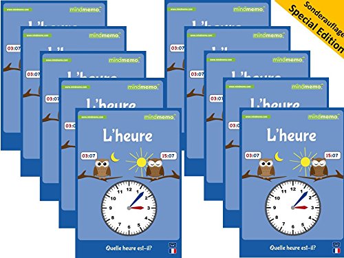10x mindmemo Lernfolder - L'HEURE - Quelle heure est-il? - Die Uhrzeit auf Französisch lernen - Lernübersicht - Sonderauflage im Klassensatz