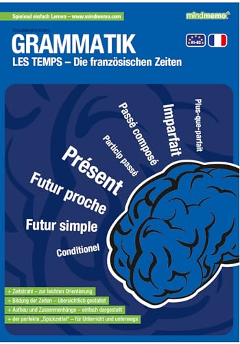 mindmemo Lernfolder - Les temps - Die französischen Zeiten Grammatik lernen für Kinder Erwachsene Lernhilfe kompakt Zusammenfassung PremiumEdition ... ... Lernhilfe - PremiumEdition (foliert)