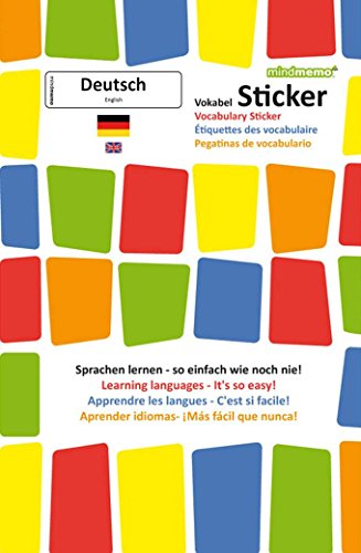 mindmemo Vokabel Sticker - Grundwortschatz Deutsch DaF / Englisch - 280 Vokabel Aufkleber für Kinder Erwachsene Deutsch lernen leicht gemacht ... German: Lernen ganz einfach - 3D Lernhilfe