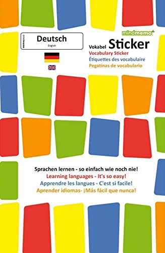 mindmemo Vokabel Sticker - Grundwortschatz Deutsch DaF / Englisch - 280 Vokabel Aufkleber für Kinder Erwachsene Deutsch lernen leicht gemacht ... German: Lernen ganz einfach - 3D Lernhilfe von phiep Verlag