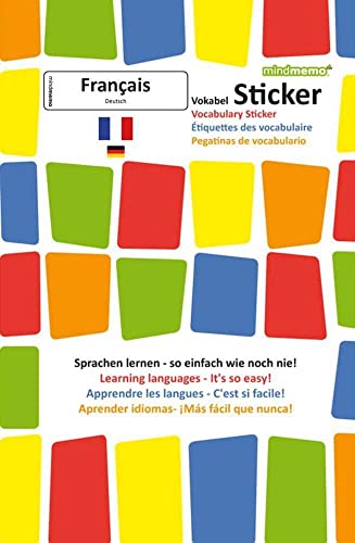 mindmemo Vokabel Sticker - Grundwortschatz Französisch / Deutsch - 280 Vokabel Aufkleber für Kinder und Erwachsene Französisch lernen leicht gemacht ... Lernen ganz einfach - 3D Lernhilfe