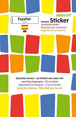 mindmemo Vokabel Sticker - Grundwortschatz Spanisch / Deutsch - 280 Vokabel Aufkleber für Kinder und Erwachsene Spanisch lernen leicht gemacht ... Lernen ganz einfach - 3D Lernhilfe