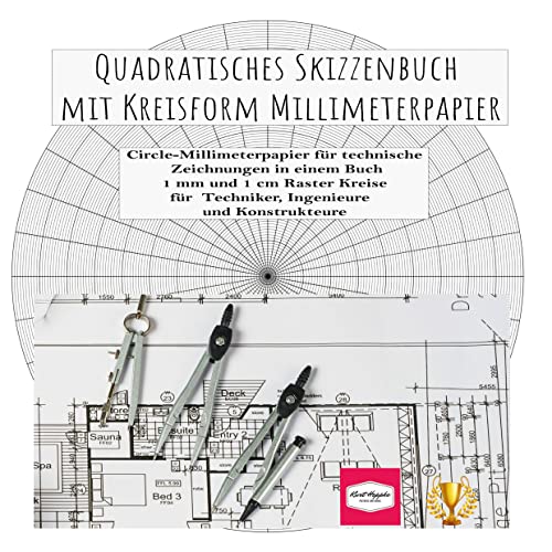 Quadratisches Skizzenbuch mit Kreisform Millimeterpapier: Circle-Millimeterpapier für technische Zeichnungen in einem Buch 1 mm und 1 cm Raster Kreise ... und Konstrukteure (Zeichnen, Malen, Doodeln) von Books on Demand GmbH