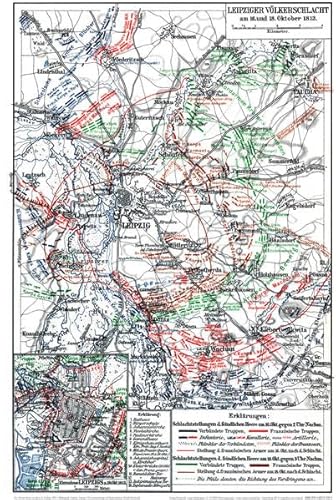 Historische Landkarte: Leipziger Völkerschlacht am 16. und 18. Oktober 1813 (A2 gefaltet auf A4): Mit Karte auf der Karte: Einnahme von Leipzig am 19. Oktober 1813 von Rockstuhl Verlag