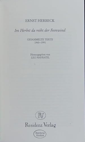 Im Herbst da reiht der Feenwind. Gedichte von RESIDENZ