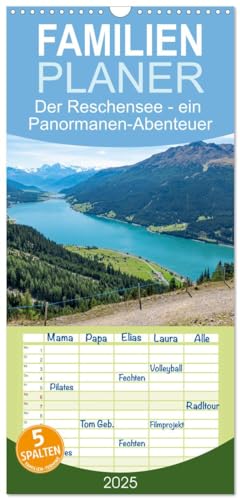 Familienplaner 2025 - Der Reschensee - ein Panormanen-Abenteuer mit 5 Spalten (Wandkalender, 21 cm x 45 cm), CALVENDO von CALVENDO