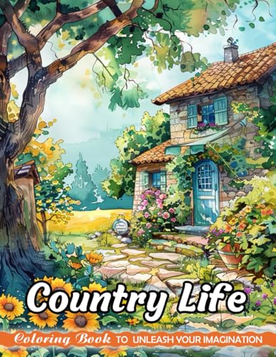 Country Life: Adults Coloring Books with Country Life for Stress Relief and Relaxation (Christmas Coloring Pages)