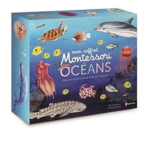 Mon coffret Montessori des océans: Avec 90 cartes classifiées, 5 planches anatomiques, 5 cartes de couches de l'océan et 1 livre pour découvrir les animaux marins von NATHAN