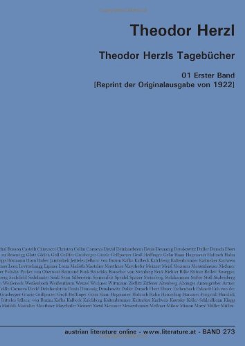 Theodor Herzls Tagebücher: 01 Erster Band [Reprint der Originalausgabe von 1922] von University of Innsbruck