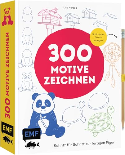 300 Motive zeichnen: Schritt für Schritt zur fertigen Figur | Stift dabei – Gleich loslegen! von Edition Michael Fischer