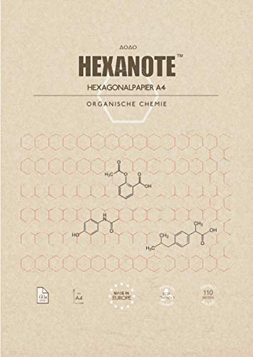 HEXANOTE - Hexagonalpapier A4: Heft | Notizbuch mit Hexagonaler Lineatur zum Notieren Organischer Strukturen | 110 Seiten | DIN A4 Format