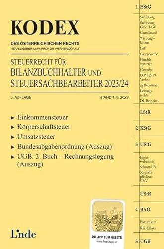 KODEX Steuerrecht für Bilanzbuchhalter und Steuersachbearbeiter 2023/24 (Kodex des Österreichischen Rechts) von Linde Verlag Ges.m.b.H.
