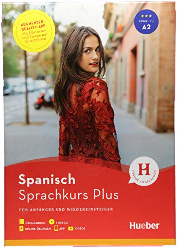 Hueber Sprachkurs Plus Spanisch: Für Anfänger und Wiedereinsteiger / Buch mit MP3-CD, Online-Übungen, App und Videos