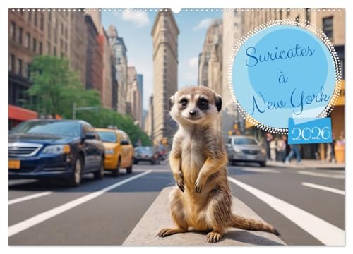 Suricates à New York (Calendrier mural 2026 DIN A2 vertical), CALVENDO calendrier mensuel: Les suricates passent leurs vacances à New York. von Calvendo