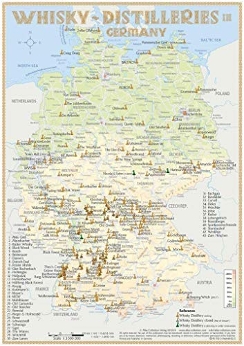 Whisky Distilleries Germany-Austria-Switzerland - Tasting Map: Laminierte Tischkarte - Format 21 x 30 cm