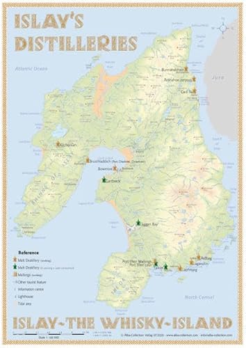 Whisky Distilleries Islay - Tasting Map: Laminierte Tischkarte - Format 21 x 30 cm
