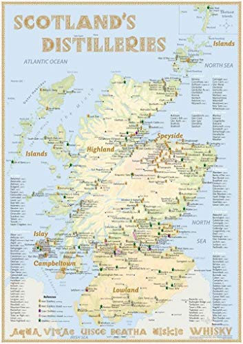 Whisky Distilleries Scotland - Poster 42x59.4cm - Standard Edition: The Whiskylandscape: The Whiskylandscape in Overview - Maßstab 1:1.000.000