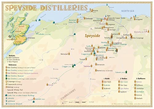 Whisky Distilleries Speyside - Tasting Map: Laminierte Tischkarte - Format 30 x 21 cm von alba-collection