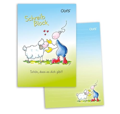 OUPS Schreibblock A5 - liniert - blau: Schön, dass es dicht gibt! von werteArt Verlag