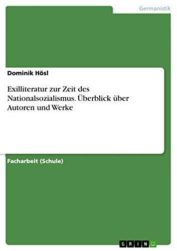 Exilliteratur zur Zeit des Nationalsozialismus. Überblick über Autoren und Werke