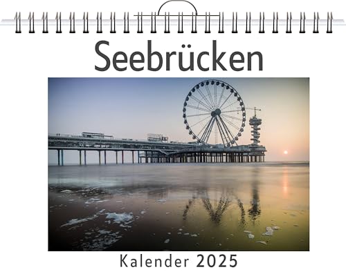 Seebrücken - (Wandkalender 2025, Kalender DIN A4 quer, Monatskalender im Querformat mit Kalendarium, das perfekte Geschenk) von FlipFlop