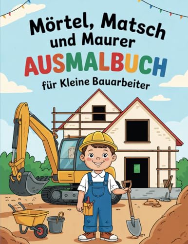 Mörtel, Matsch und Maurer - Ausmalbuch für kleine Bauarbeiter ab 5 Jahren mit mehr als 50 Bildern: Pädagogisch wertvoll zur Förderung der Feinmotorik, ... MTM-Verlag: Malbücher für Kinder) von Coloring Books für Kinder by Papierfresserchens MTM-Verlag