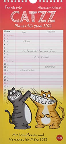 Catzz Planer für zwei Kalender 2021: Frech wie Catzz. Mit 2 Spalten von Heye