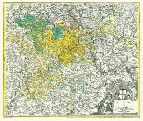 Historische Karte: Die MOSEL 1720 und das Erzbistum sowie Kurfürstentum Trier mit seinen Ämtern